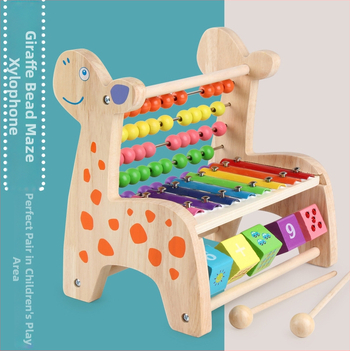 Drvena dječja igračka s osmo-tonnim ksilofonom i građevinskim blokovima, za djecu 0-3 godine, marka XIAOZ