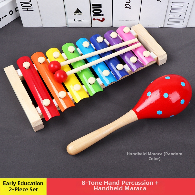Drvena dječja igračka s osmo-tonnim ksilofonom i građevinskim blokovima, za djecu 0-3 godine, marka XIAOZ
