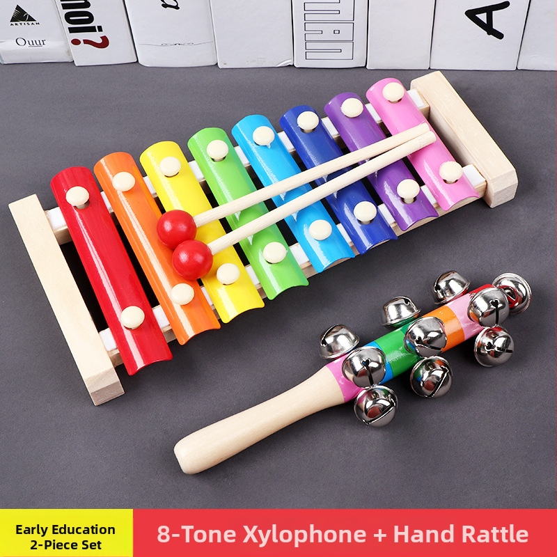 Drvena dječja igračka s osmo-tonnim ksilofonom i građevinskim blokovima, za djecu 0-3 godine, marka XIAOZ