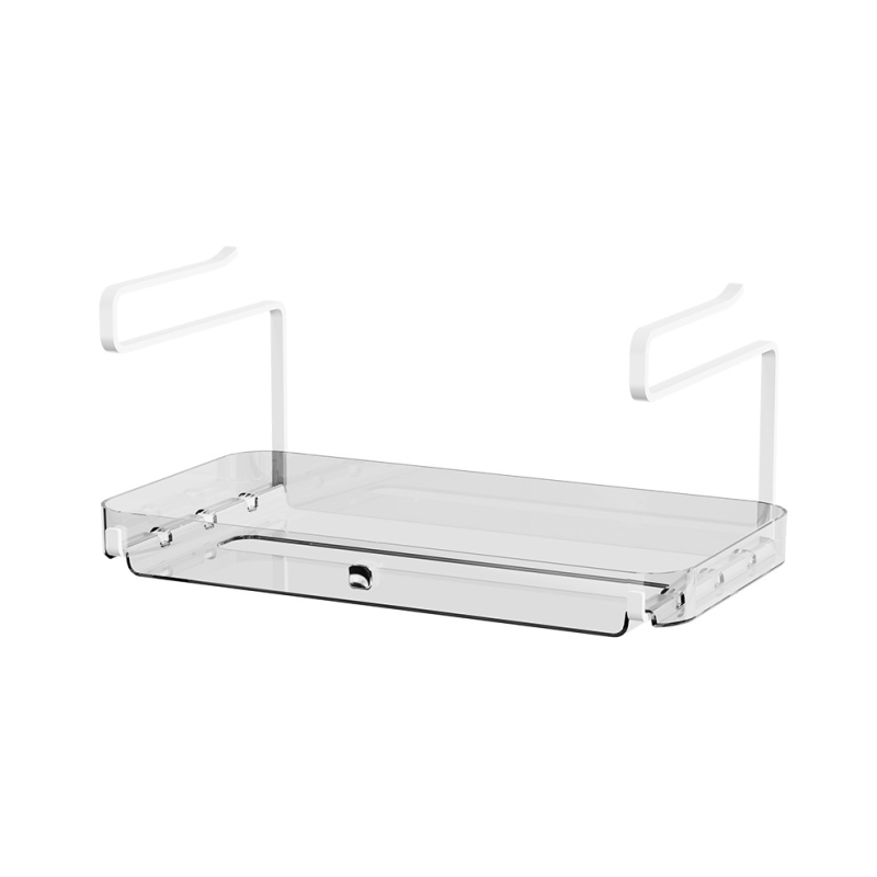 Organizator de perete pentru hârtie igienică și prosoape, cu raft, montaj cu ventuză, plastic, un nivel