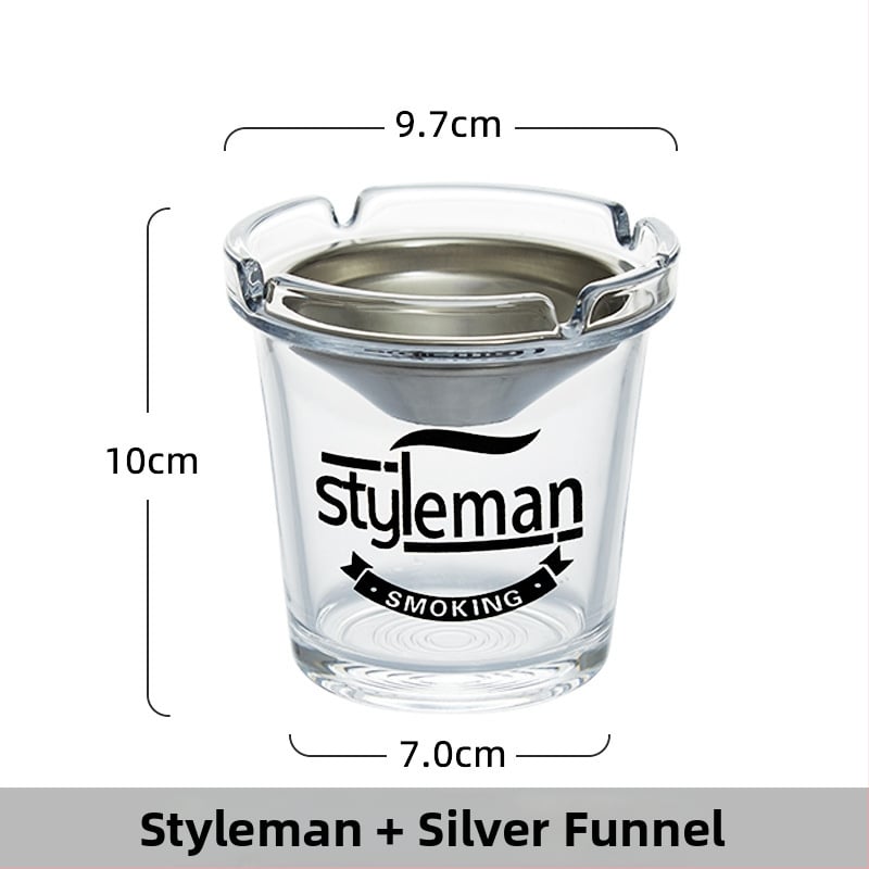 Stakleni pepelnjak s oblikom lijevka, sprječava rasipanje pepela i miris dima, s odlagalištem za pohranu