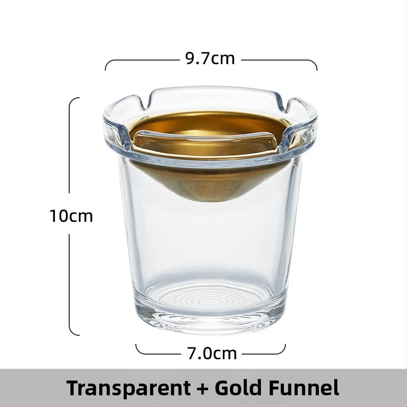 Stakleni pepelnjak s oblikom lijevka, sprječava rasipanje pepela i miris dima, s odlagalištem za pohranu
