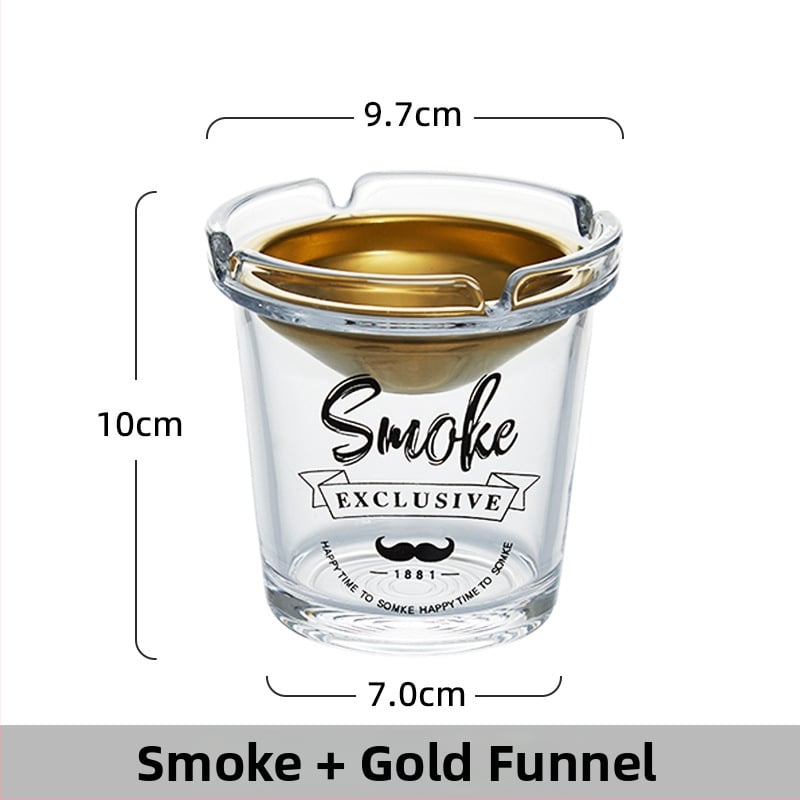 Stakleni pepelnjak s oblikom lijevka, sprječava rasipanje pepela i miris dima, s odlagalištem za pohranu