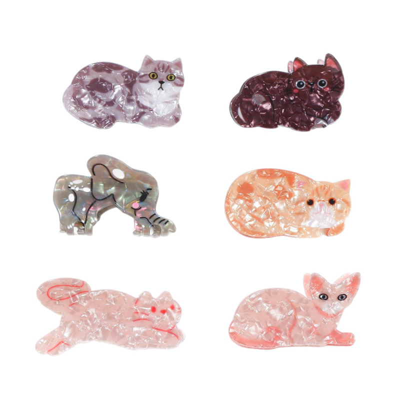 Clip de păr din acrilic cristal cu motiv de pisică, tip Gripper — Turnare prin injecție, brand Yansheng, stil proaspăt și dulce