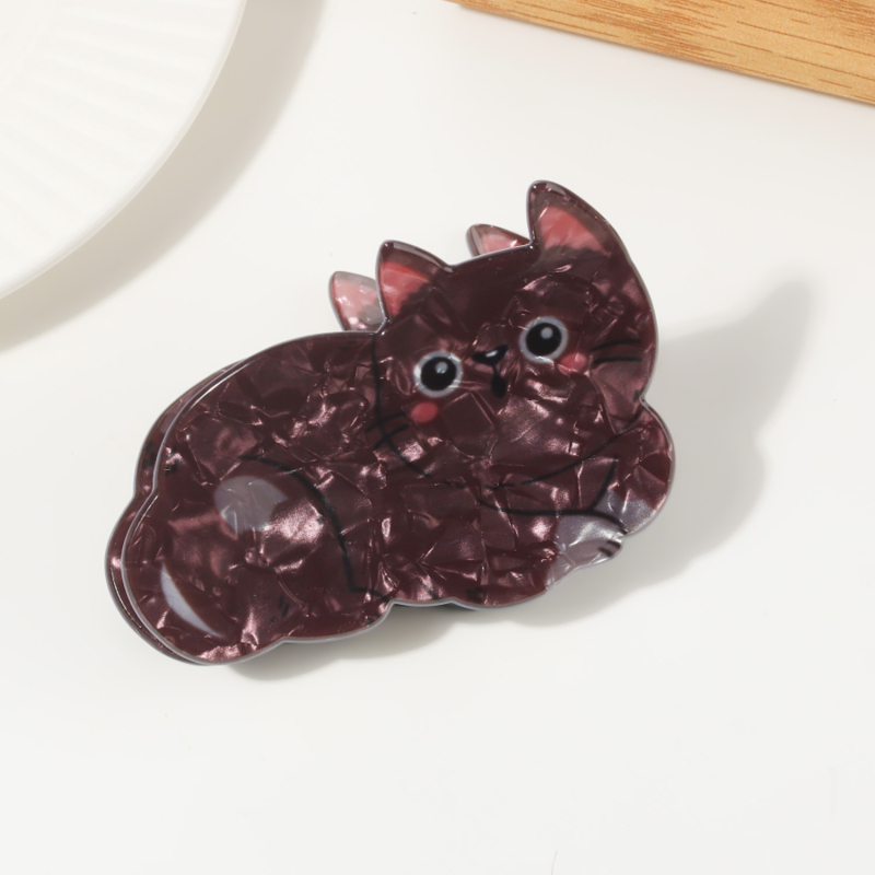 Clip de păr din acrilic cristal cu motiv de pisică, tip Gripper — Turnare prin injecție, brand Yansheng, stil proaspăt și dulce