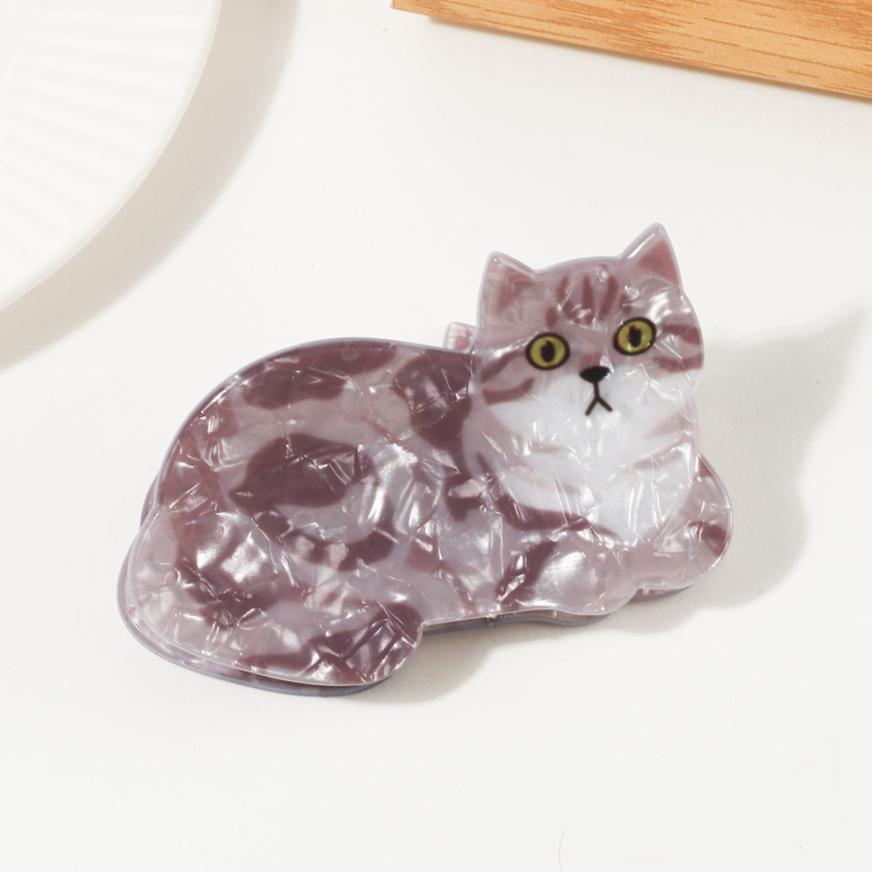 Clip de păr din acrilic cristal cu motiv de pisică, tip Gripper — Turnare prin injecție, brand Yansheng, stil proaspăt și dulce