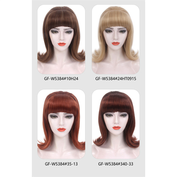 Perucă scurtă buclată, stil Antique/Vintage, model GF-W4631#6, păr Cas/Kani Cullen, franjă Qi, potrivită pentru festivaluri, petreceri, cosplay și spectacole drag