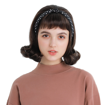 Perucă scurtă buclată, stil Antique/Vintage, model GF-W4631#6, păr Cas/Kani Cullen, franjă Qi, potrivită pentru festivaluri, petreceri, cosplay și spectacole drag