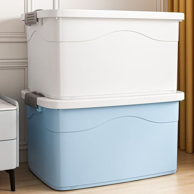 Cutie de depozitare din plastic, capacitate mare pentru haine, cărți de dormitor și jucării, cu roți, 40–50 L, material PP, rezistent la praf și apă