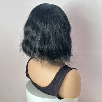 Perucă cu bucle în valuri de apă, fibre rezistente la temperaturi înalte, model QC-0006, stil natural, breton reglabil