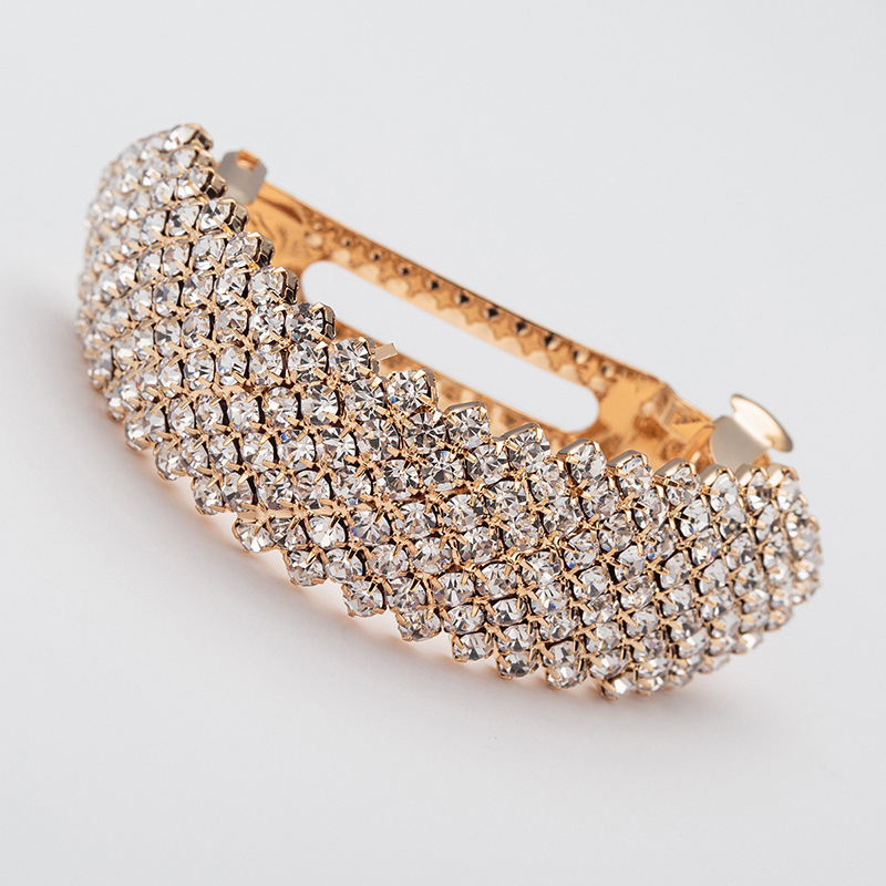 Clips de păr în stil coreean, cu mărgele din rhinestones, clemă crocodil, accesoriu pentru cap feminin, placare electrolitică, H011