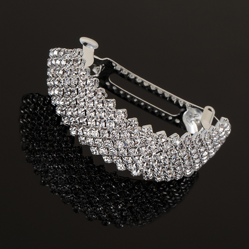 Clips de păr în stil coreean, cu mărgele din rhinestones, clemă crocodil, accesoriu pentru cap feminin, placare electrolitică, H011