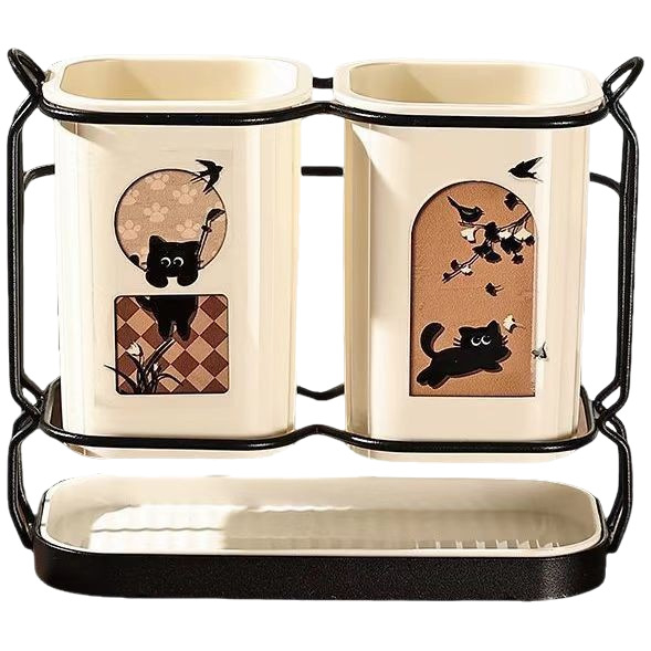 Suport pentru bețișoare de bucătărie, cu drenaj de apă și rezistență la mucegai, stil chinezesc nou, din plastic, montaj pe perete