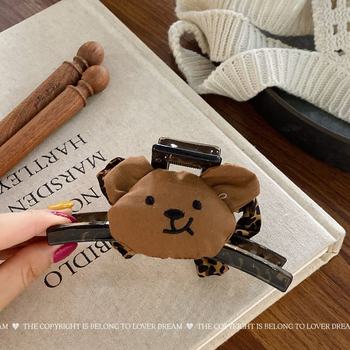 Clip de păr cu fundă leopard – prindere, lucrat manual, stil coreean, proaspăt și dulce, materiale mixte