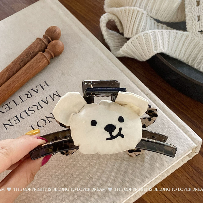 Clip de păr cu fundă leopard – prindere, lucrat manual, stil coreean, proaspăt și dulce, materiale mixte
