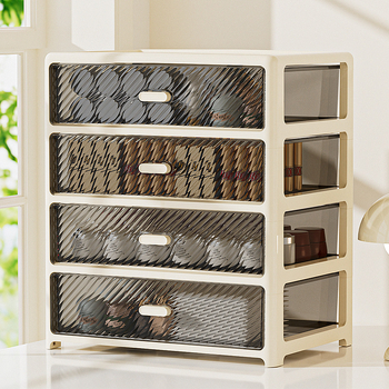 Átlátszó asztali tároló doboz többfiókos, egymásra rakható (PP műanyag, 35 rekesz)