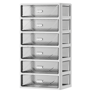 Átlátszó asztali tároló doboz többfiókos, egymásra rakható (PP műanyag, 35 rekesz)