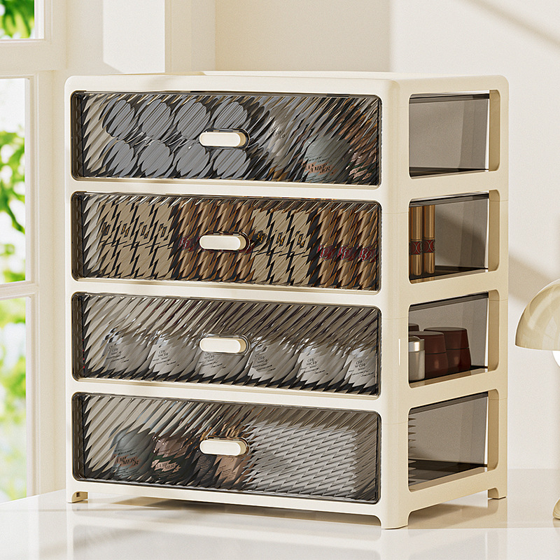 Átlátszó asztali tároló doboz többfiókos, egymásra rakható (PP műanyag, 35 rekesz)