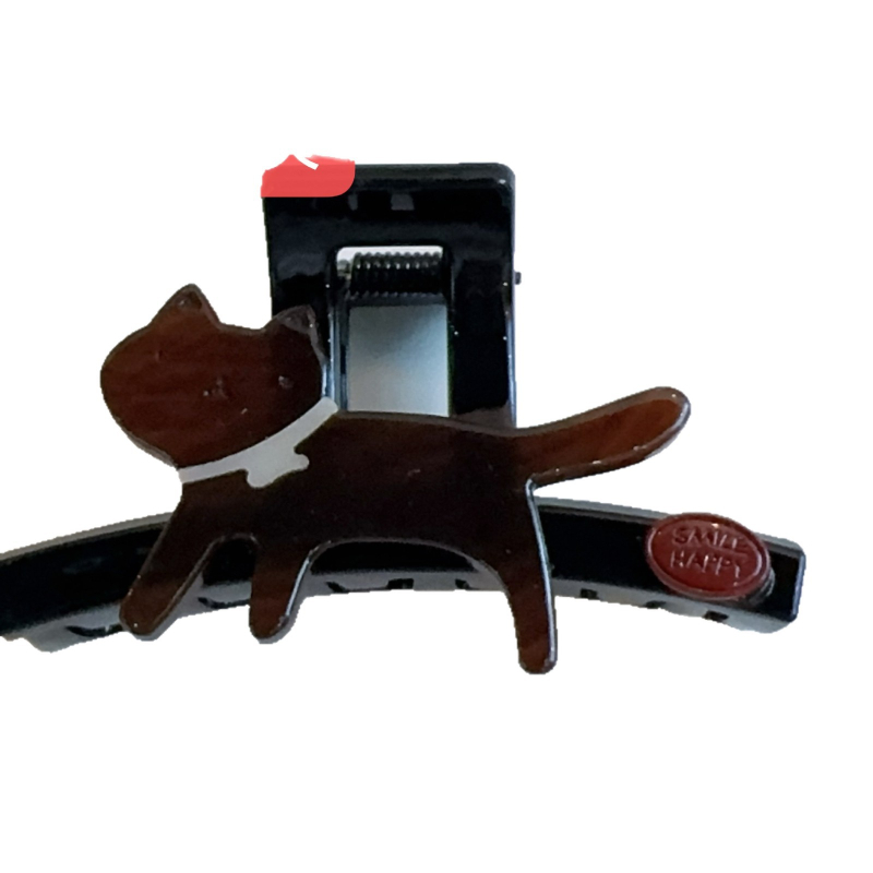 Agrafă de păr cu imprimeu leopard și design de pisică, clips de prindere, realizată manual, accesorii pentru cap, toamnă 2025