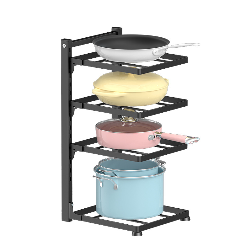Raft de depozitare pentru vase în bucătărie, cu mai multe niveluri, etaje reglabile, din oțel carbon, multipurpose, stil modern minimalist