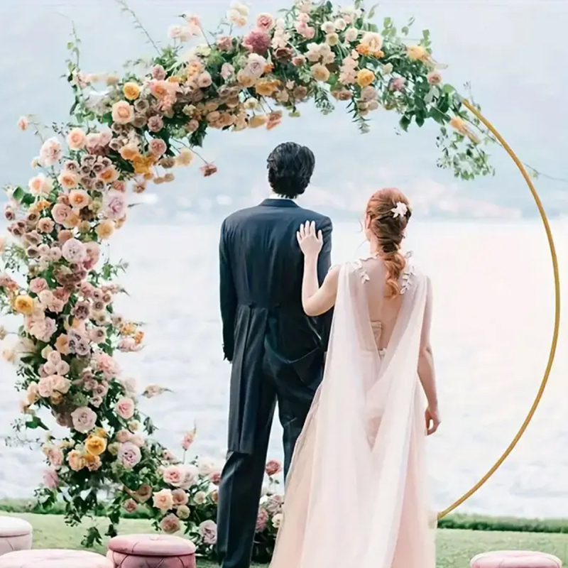 Kružni kovni svatbeni luk za pozadinu, prilagodljiv metalni okvir za svadbenu dekoraciju