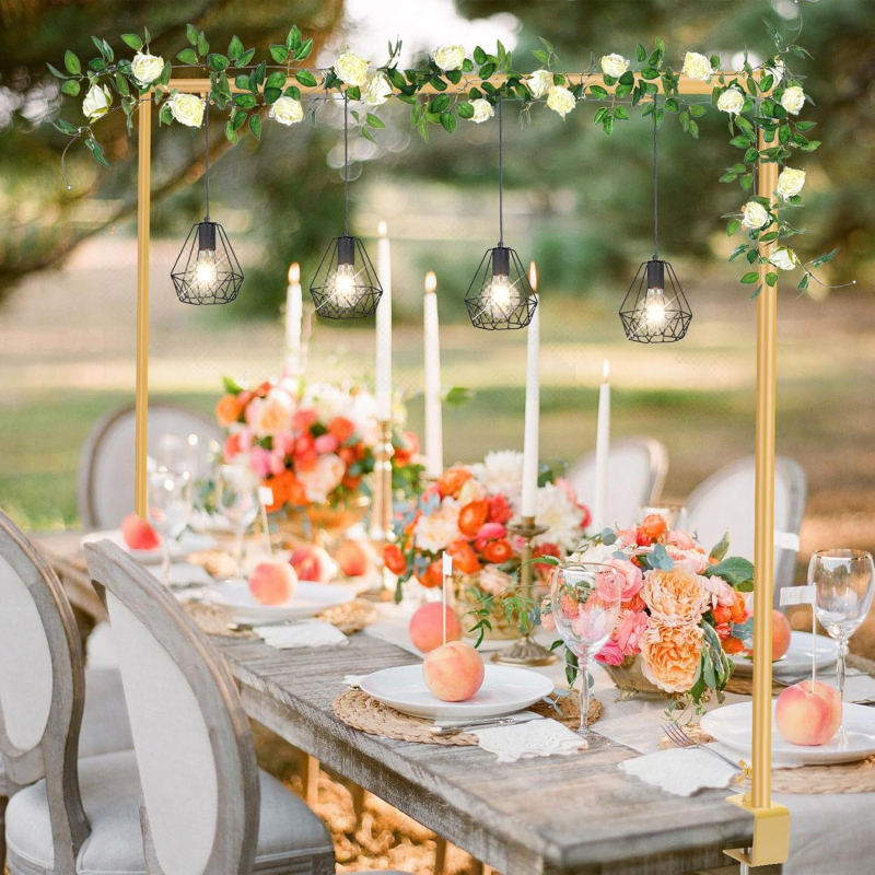 Threaded Style Arc de masă cu suport – Kit balon pentru decor de nuntă, reglabil, din metal