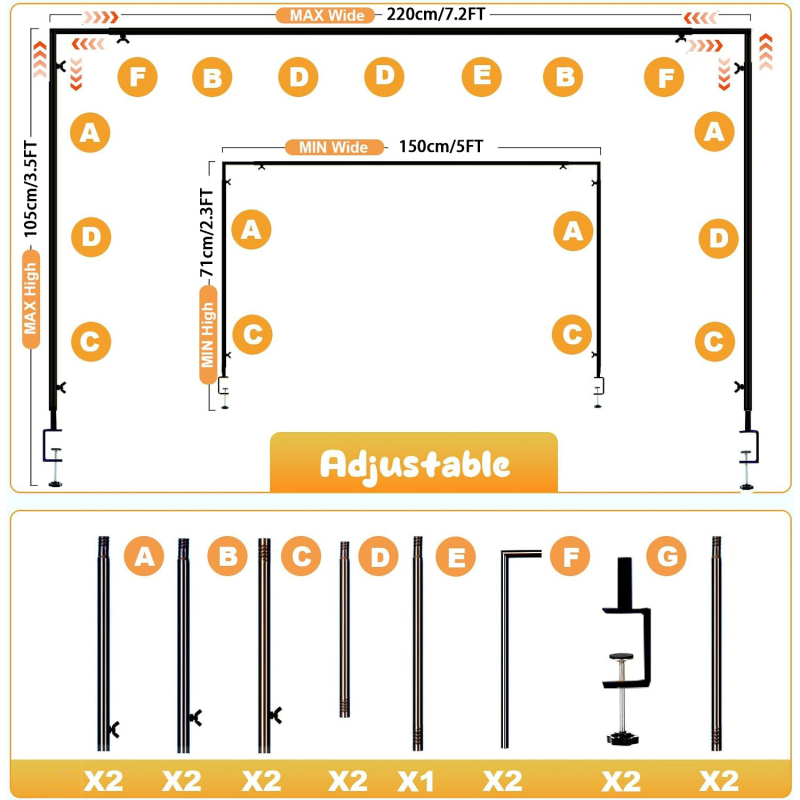 Threaded Style Arc de masă cu suport – Kit balon pentru decor de nuntă, reglabil, din metal