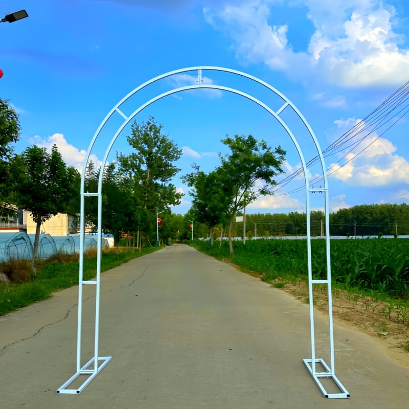 Arc de nuntă din fier forjat, cu două curbe, decor exterior pentru scenă și suport pentru flori de mătase
