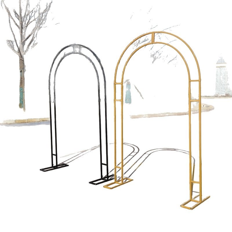 Arc de nuntă din fier forjat, cu două curbe, decor exterior pentru scenă și suport pentru flori de mătase