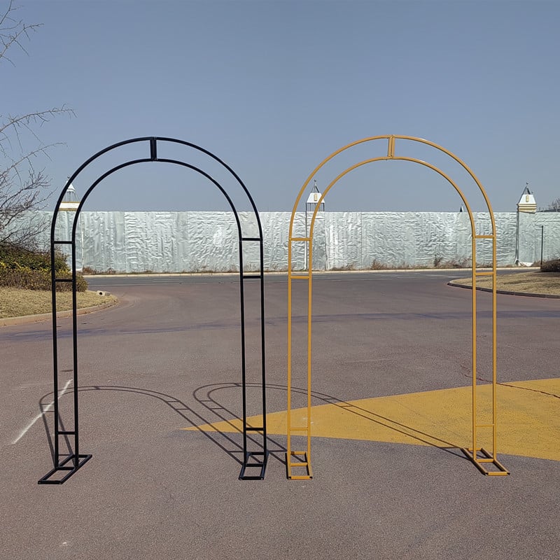 Arc de nuntă din fier forjat, cu două curbe, decor exterior pentru scenă și suport pentru flori de mătase
