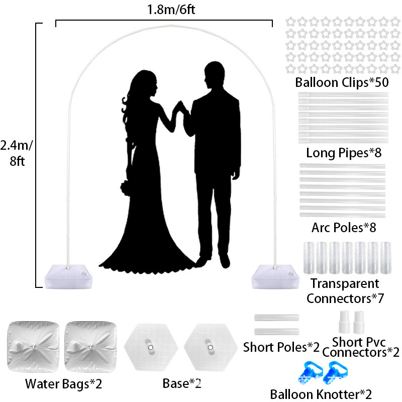 Arc din plastic pentru ușă cu suport pentru coloane de baloane, pentru nunți și petreceri • Brand: Yuqi • Material: plastic • Stil: modern • Categorie: ornamente suspendate • Produs: accesorii pentru amenajarea spațiului