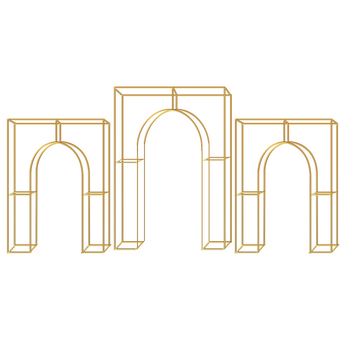 Arc geometric din fier pentru nuntă, ecran de scenă cu suport pentru flori și fundal pătrat, personalizabil