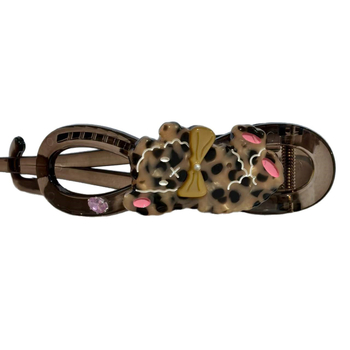 Twist klips za kosu s leopardim uzorkom i motivom medvjeda-štenca, ručna izrada, miješani materijali, korejski stil za žene, Love's dream