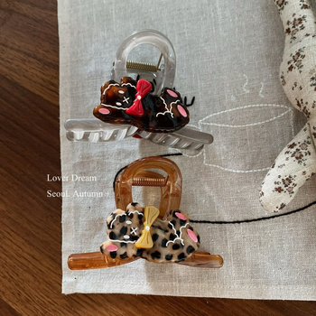 Gripper ukosnica za kosu s leopard uzorkom, ručno izrađena, mješavina materijala, ženski dodatak