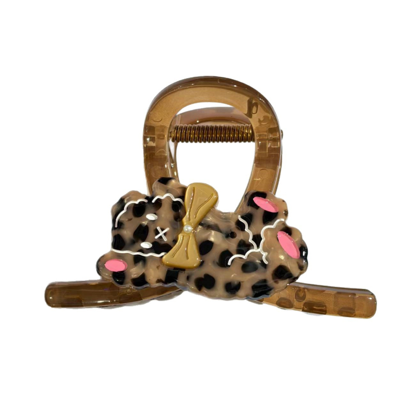 Gripper ukosnica za kosu s leopard uzorkom, ručno izrađena, mješavina materijala, ženski dodatak