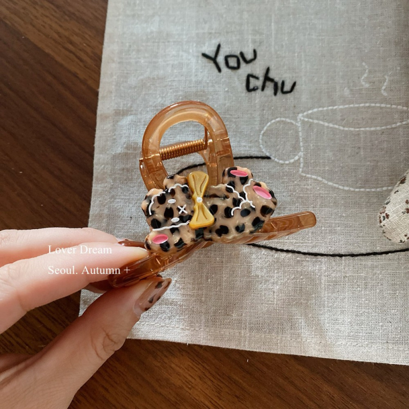 Gripper ukosnica za kosu s leopard uzorkom, ručno izrađena, mješavina materijala, ženski dodatak