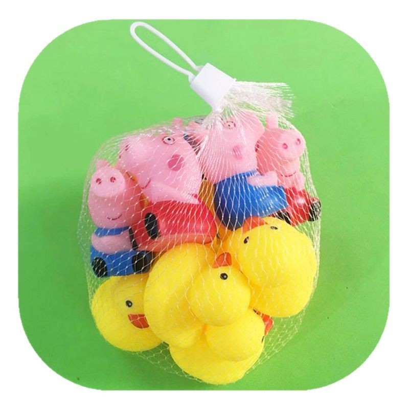 Παιδικά παιχνίδια μπάνιου με ζωάκια — πιεζόμενα και ήχο, κατάλληλα για βρέφη 0-3 ετών; συσκευασία με διχτυωτό σάκο