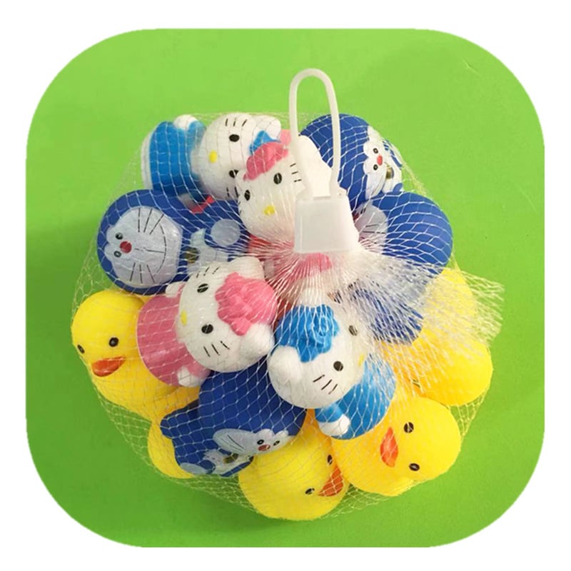 Παιδικά παιχνίδια μπάνιου με ζωάκια — πιεζόμενα και ήχο, κατάλληλα για βρέφη 0-3 ετών; συσκευασία με διχτυωτό σάκο