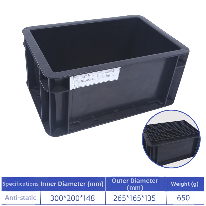 Antistatická PP prepravná škatuľa, hrubostenná konštrukcia, 0,6 kg, s krytom