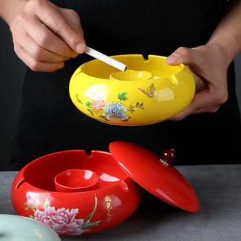 Keramički pepeljara s poklopcem, europski stil, motiv zmaja, zaštita od rasipanja pepela, za ured i dom