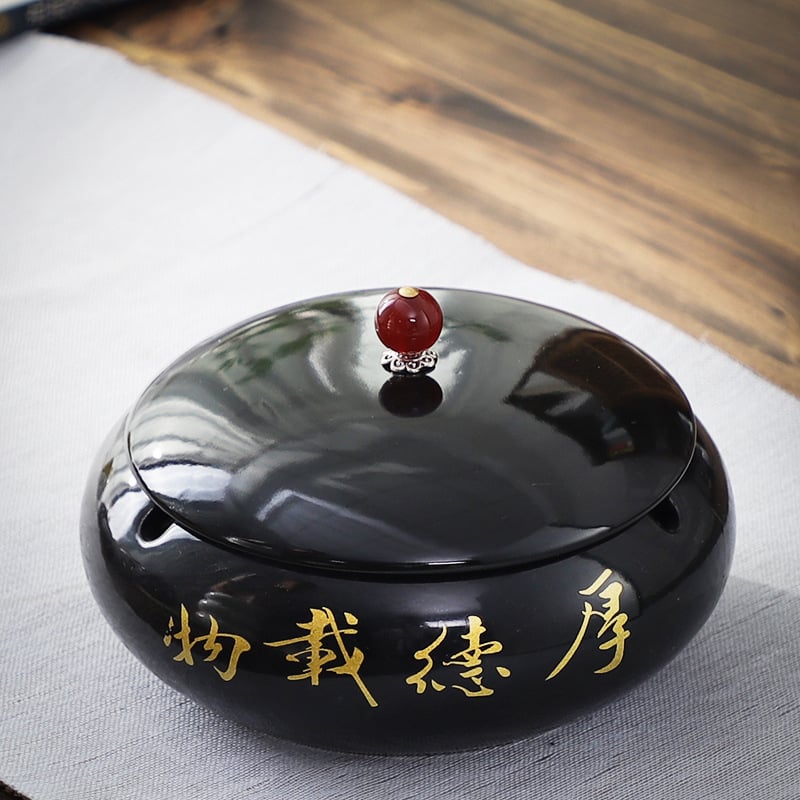 Keramički pepeljara s poklopcem, europski stil, motiv zmaja, zaštita od rasipanja pepela, za ured i dom