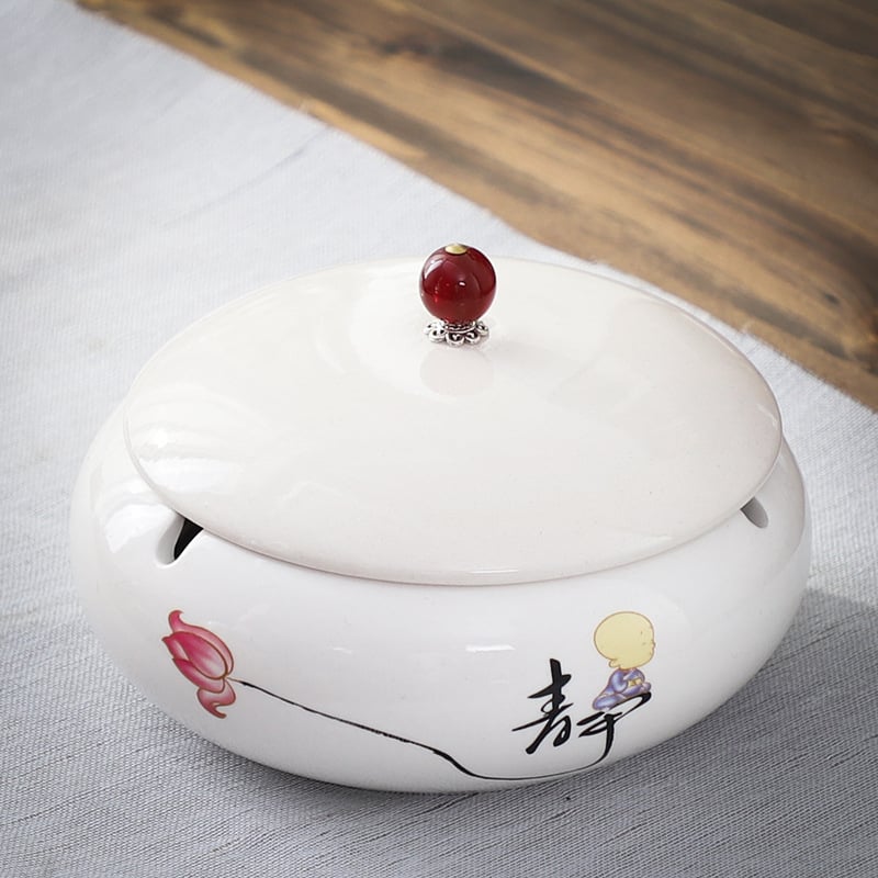 Keramički pepeljara s poklopcem, europski stil, motiv zmaja, zaštita od rasipanja pepela, za ured i dom