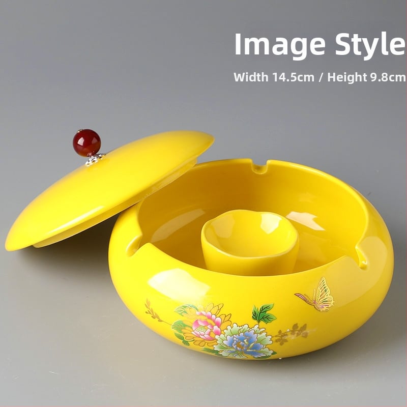 Keramički pepeljara s poklopcem, europski stil, motiv zmaja, zaštita od rasipanja pepela, za ured i dom