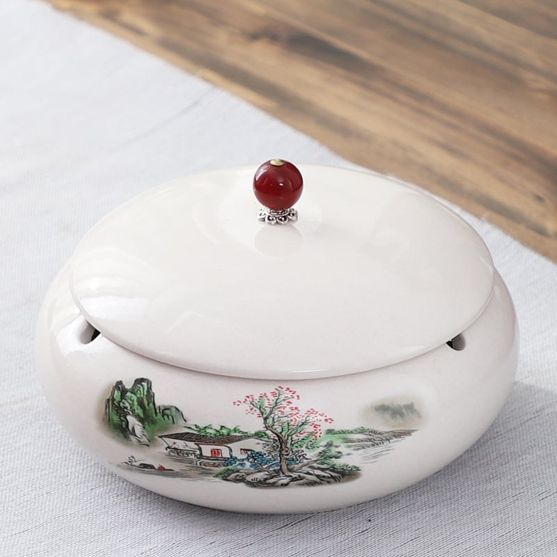 Keramički pepeljara s poklopcem, europski stil, motiv zmaja, zaštita od rasipanja pepela, za ured i dom