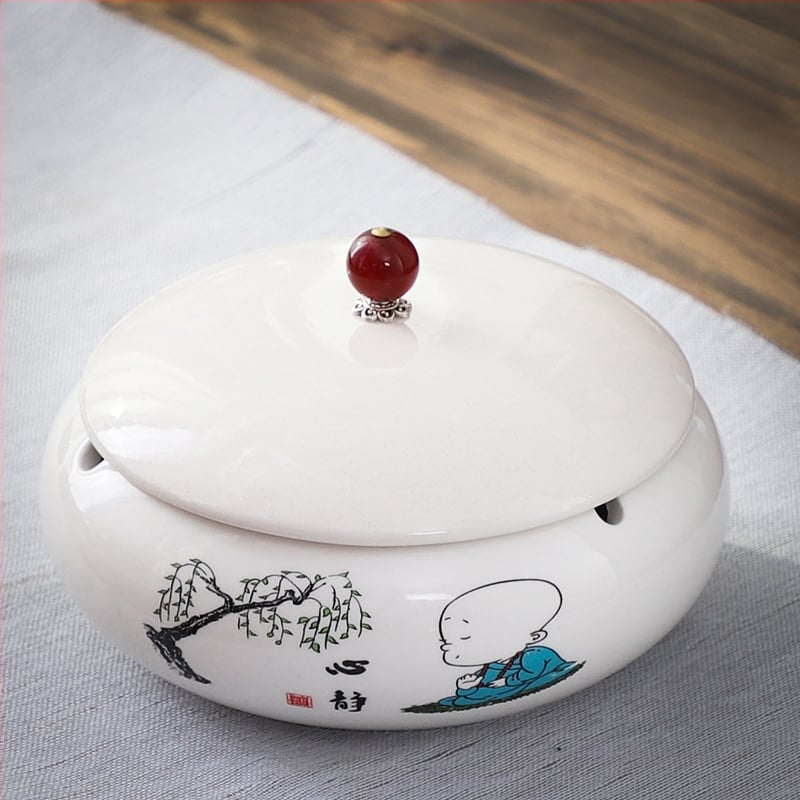 Keramički pepeljara s poklopcem, europski stil, motiv zmaja, zaštita od rasipanja pepela, za ured i dom