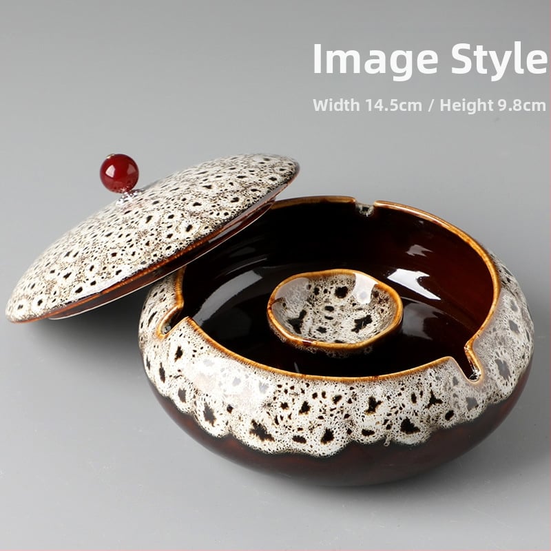 Keramički pepeljara s poklopcem, europski stil, motiv zmaja, zaštita od rasipanja pepela, za ured i dom