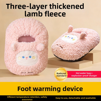 USB napajana vrećica za toplu vodu za zagrijavanje trbuha i stopala, crtani pliš papuče sa silikonskom tabanicom