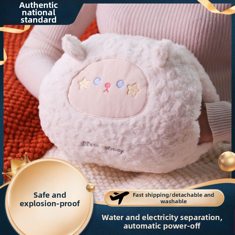 USB napajana vrećica za toplu vodu za zagrijavanje trbuha i stopala, crtani pliš papuče sa silikonskom tabanicom