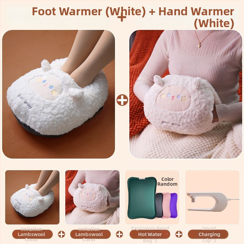 USB napajana vrećica za toplu vodu za zagrijavanje trbuha i stopala, crtani pliš papuče sa silikonskom tabanicom