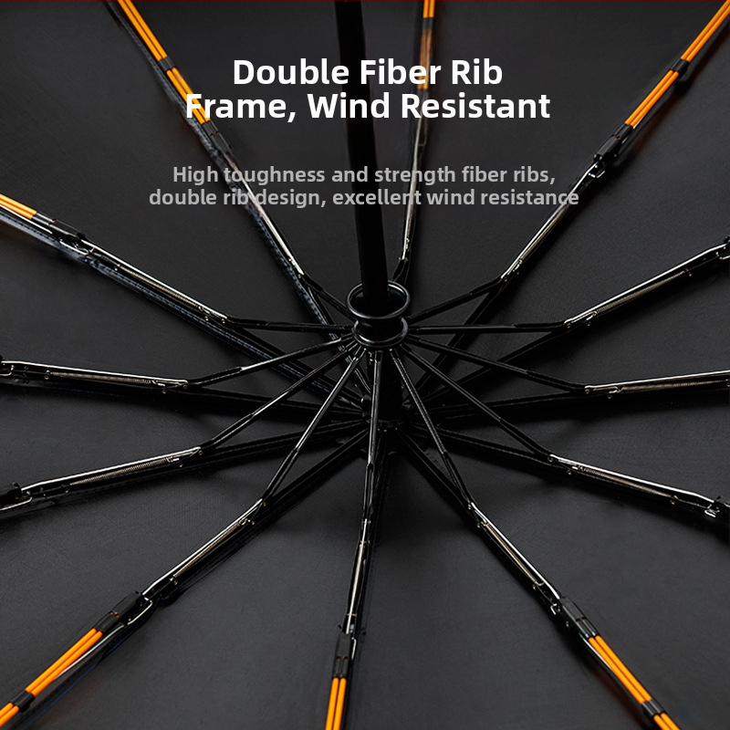 Пълноавтоматичен чадър с 12 ламели от сплав, удебелен и увеличен, 210T плат, UPF>50 слънцезащита, сгъваем дизайн